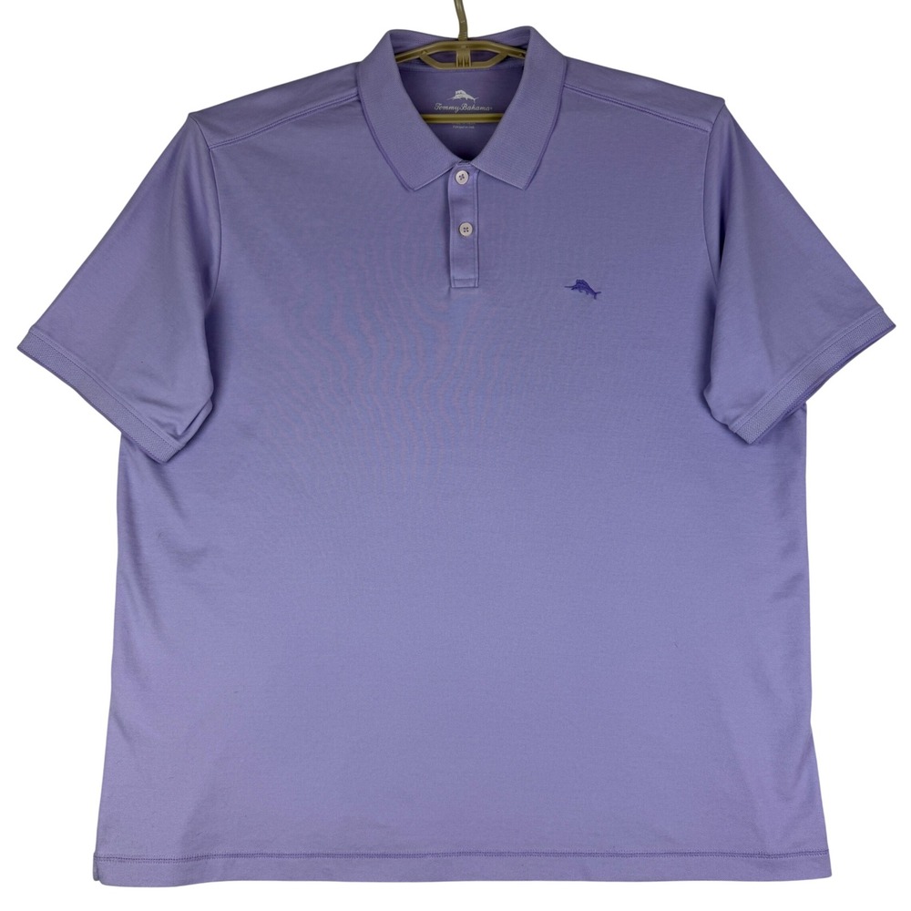 Tommy Bahama Polo Shirt Mens XXL (TTG) Purple Short Sleeve Supima Cotton Blend